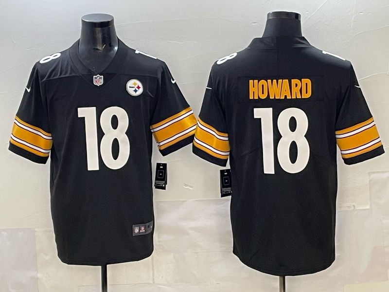Men Pittsburgh Steelers 18 Howard Black Nike 2025 Limited NFL Jersey style 02